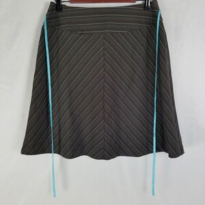 Alyn Paige Short Skirt Womens 11 / 12 Brown‎ Striped A Line Belted Back Zip